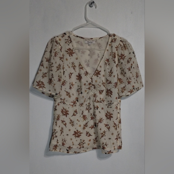 Madewell Tops - Madewell Cream Floral Blouse (0)